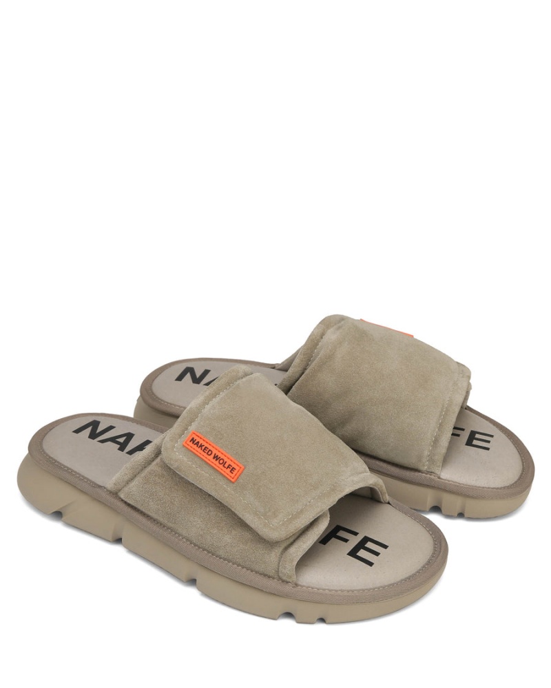 Naked Wolfe Alaska Suede Badeslippers Heren Grijs Bruin | TMD9336HU