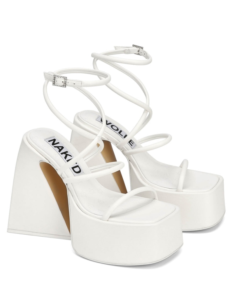 Naked Wolfe Angel Leren Hakken Sandalen Dames Wit | BSV7260UR