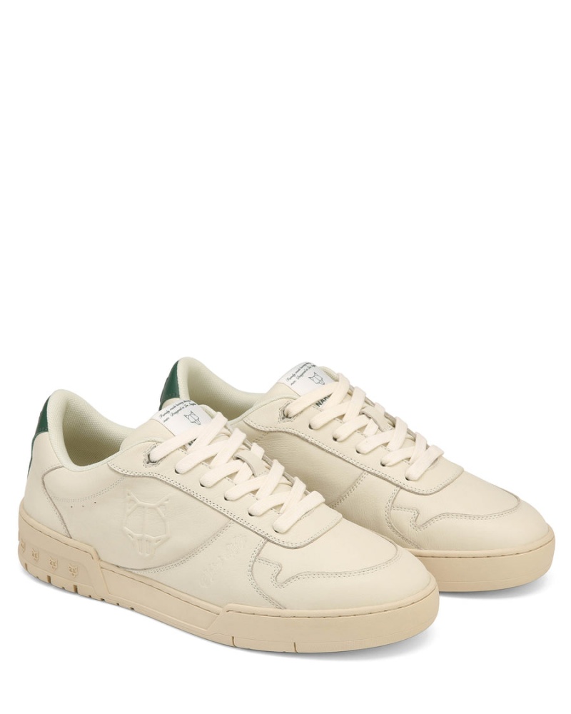 Naked Wolfe Categorie-R Leren Sneakers Heren Beige Groen | JYN1576OL