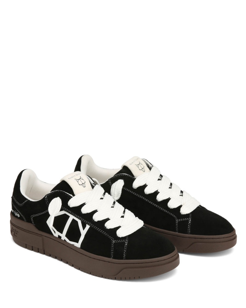 Naked Wolfe Chrome Suede Sneakers Heren Zwart Wit | RWC8745DQ