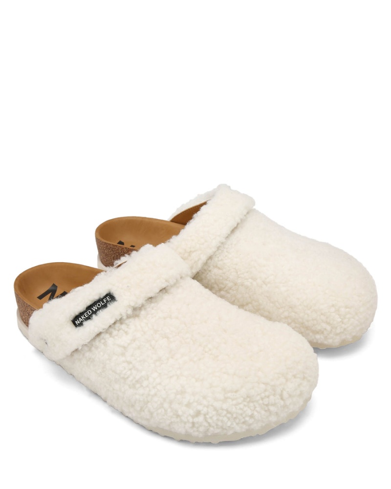 Naked Wolfe Malta Shearling Pantoffels Heren Wit Khaki | MUC3543LY
