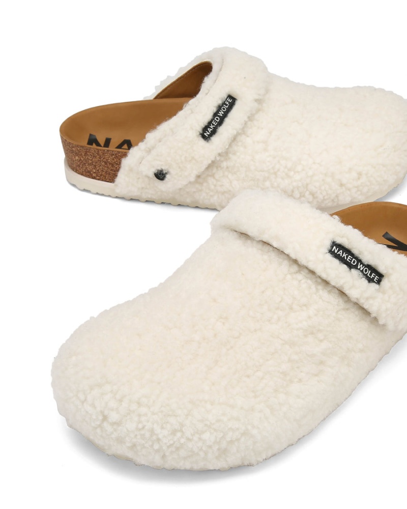 Naked Wolfe Malta Shearling Pantoffels Heren Wit Khaki | MUC3543LY