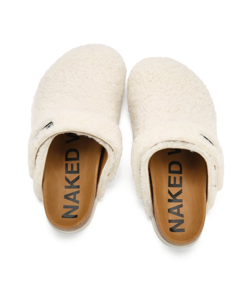 Naked Wolfe Malta Shearling Pantoffels Heren Wit Khaki | MUC3543LY