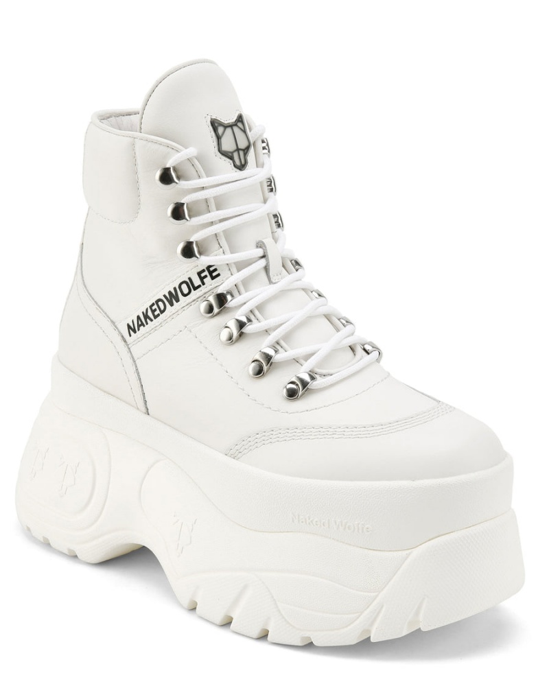 Naked Wolfe Spike Leren Sneakers Dames Wit | MJZ5311PH