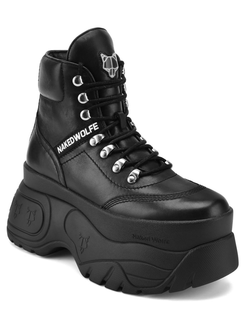 Naked Wolfe Spike Leren Sneakers Dames Zwart | KTS7480YP