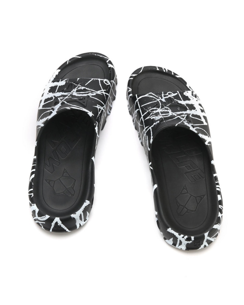 Naked Wolfe Tommy Badeslippers Heren Zwart Wit | XZZ4697ON