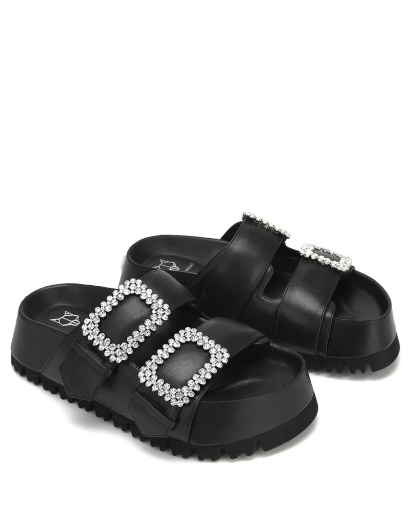 Naked Wolfe Victoria Leren Sandalen Dames Zwart | USK4431PG