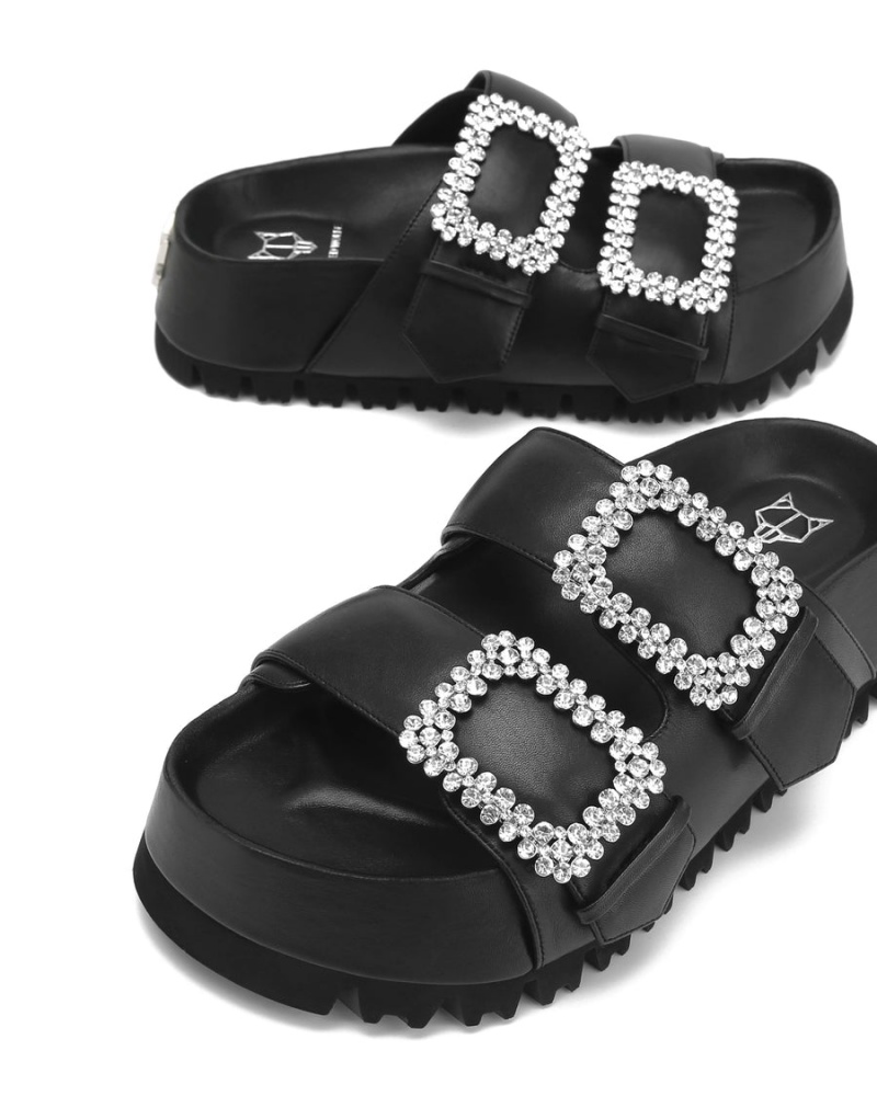 Naked Wolfe Victoria Leren Sandalen Dames Zwart | USK4431PG