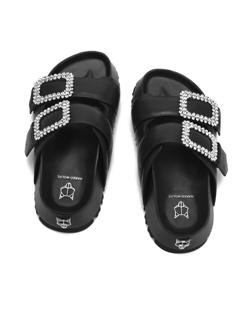 Naked Wolfe Victoria Leren Sandalen Dames Zwart | USK4431PG