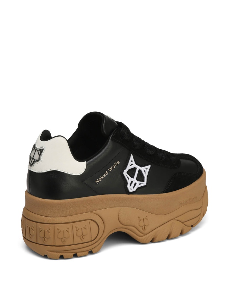 Naked Wolfe Warrior Leren Sneakers Dames Zwart | TNC552QK