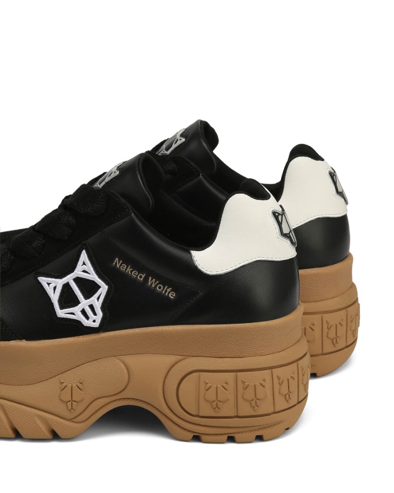 Naked Wolfe Warrior Leren Sneakers Dames Zwart | TNC552QK