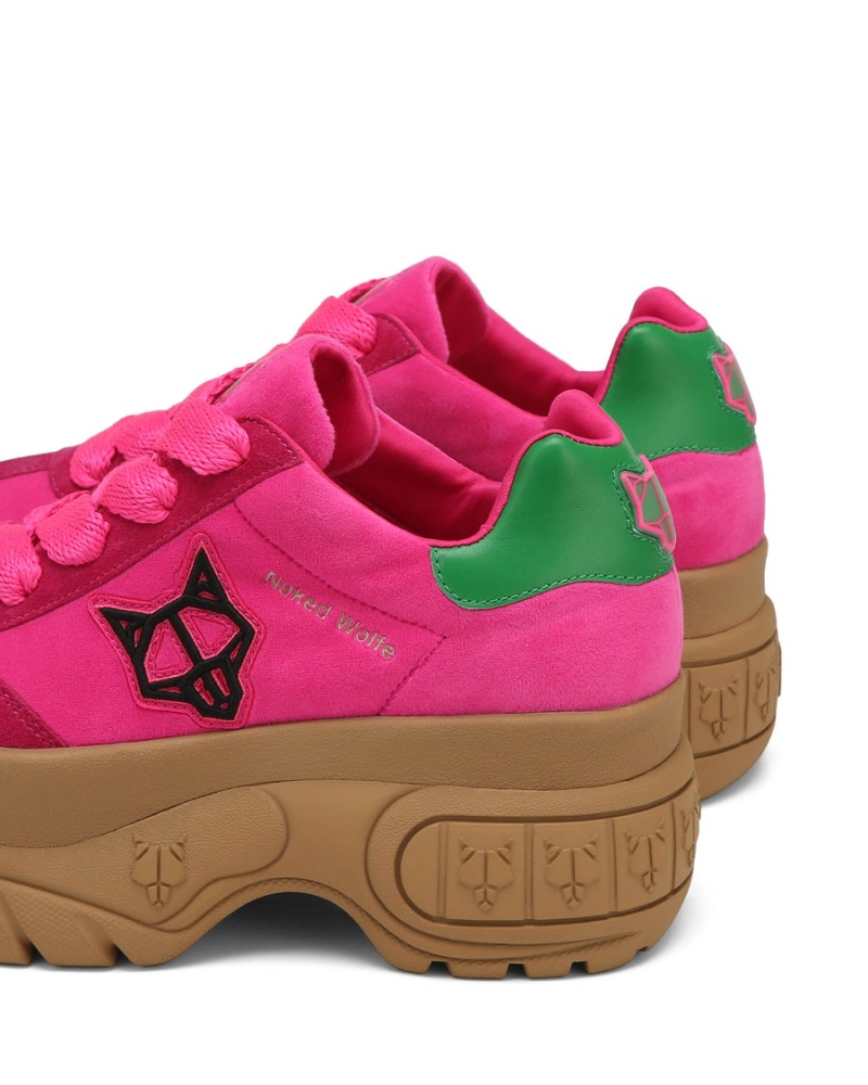 Naked Wolfe Warrior Velvet Sneakers Dames Roze Groen | WXC4044NL
